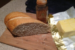 Molletes–toasted bread with sugar and cinnamon