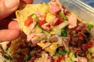 Ham Tostadas cooked in Lime Juice